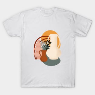 Mid century modern vases and plant, bohemian illustration 9 T-Shirt